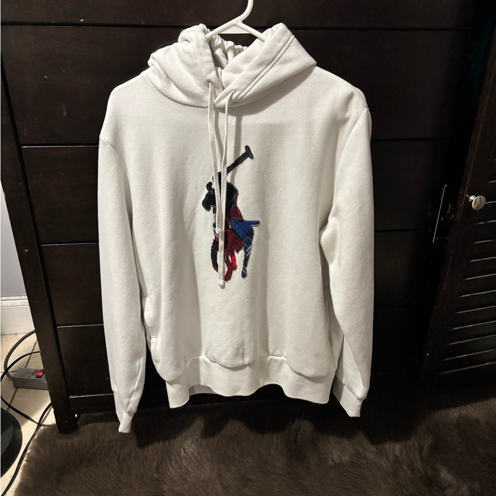 Ralph Lauren White Hoodie with Multicolor Logo